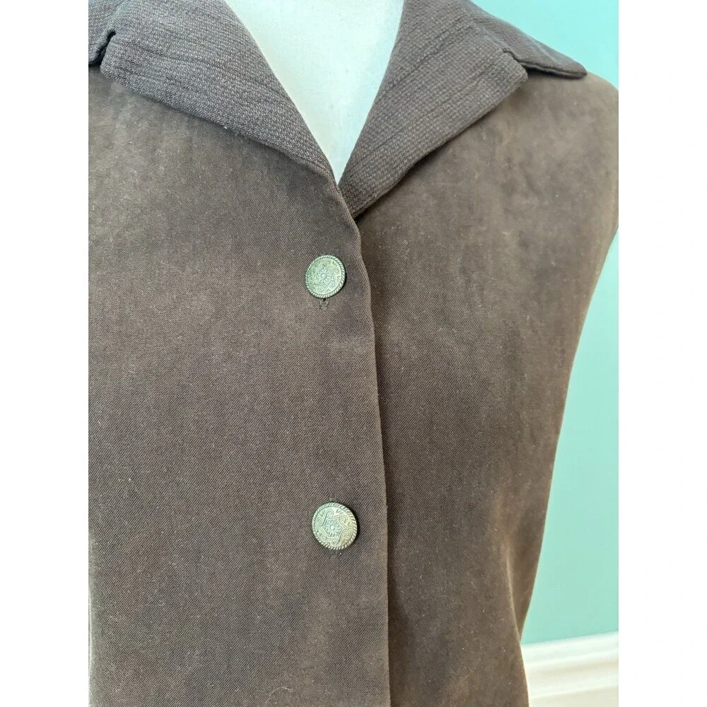 Vintage Dark Academia Western Cropped Vest Brown Rustic Boho Y2K Top Small